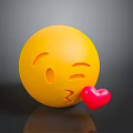 Cute Yellow Smiling Emoji Face Blowing Kiss With Red Heart Design