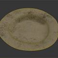Silver And Gold Textured Metal Plate With Oval Shape For Home Use