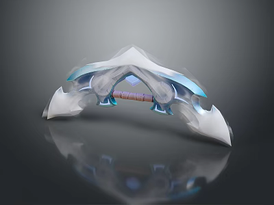 Futuristic Sci Fi Weapon With Transparent Blue White Sleek Design And Sharp Edges 3d model