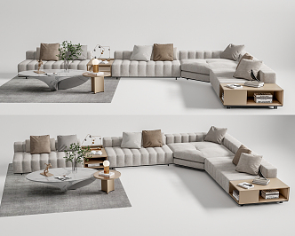 Modern sofa coffee table combination 3d model