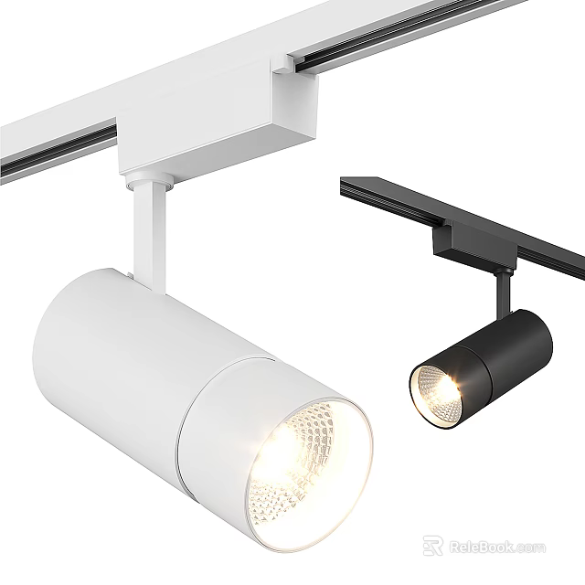 Track Mounted Downlights And Spotlights In White Black With Modern Illuminated Design 3d model 