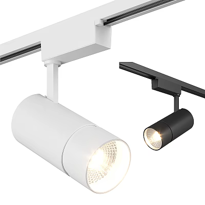 Track Mounted Downlights And Spotlights In White Black With Modern Illuminated Design 3d model