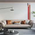Modern double sofa coffee table combination 3d model