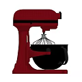 Red Stand Mixer With Black Mixing Bowl And Whisk For Kitchen Appliance Use
