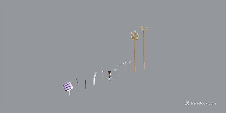 Various Outdoor Lights With Different Designs For Garden And Pathway Use 3d model