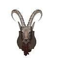 Elegant Goat Head Decorative Ornament with Curved Horns as Wall Hanging Decor Piece