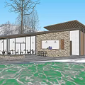 Modern Post Station Public Building Visitor Center Building Exhibition Hall Small Public Building Cafe Building Post Station Building 3d model