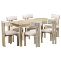Modern Dining Chairs With Wooden Frame And Light Fabric Upholstery For Dining Table Set