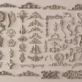 Carved Ornaments Collection With Floral Scroll Patterns Decorative Motifs And Intricate Designs