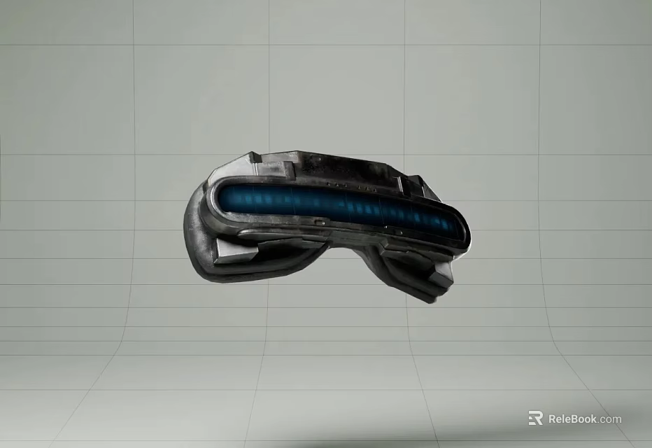 Futuristic Hovering VR Headset With Blue Light Display In Minimal Room 3d model 