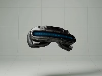 Futuristic Hovering VR Headset With Blue Light Display In Minimal Room 3d model