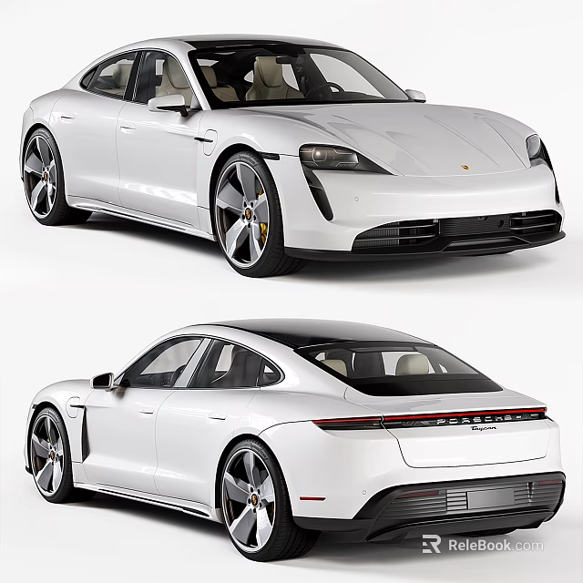 White Porsche Sports Car Front And Rear Views 3d model 