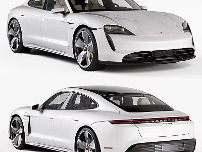 White Porsche Sports Car Front And Rear Views 3d model