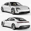White Porsche Sports Car Front And Rear Views