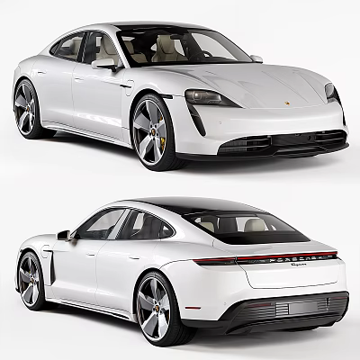 White Porsche Sports Car Front And Rear Views 3d model White Porsche Sports Car Front And Rear Views 3d model
