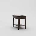Dark Wooden Side Table With Simple Design Drawer And Lower Shelf 3d model