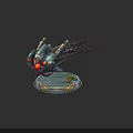 Mechanical Creature with Red Eyes and Multiple Limbs Base Featuring Small Green Creature and ELDER