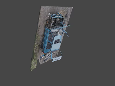 Blue Truck Parked On Muddy Ground With Tools And Equipment 3d model