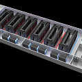 Data Center Server Racks Infrastructure With Blue Red Lights And Organized Layout