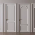 White Hinged Doors With Various Designs Arched Panels Golden Handles Light Walls Wooden Floor