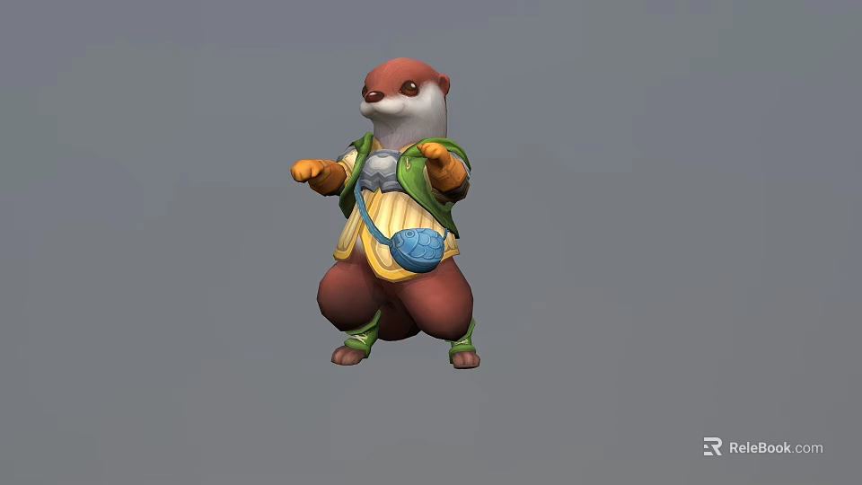 The image focuses on a cartoon otter character without food-related elements, so it's not possible to generate a food-themed title based on the provided picture information. 3d model 