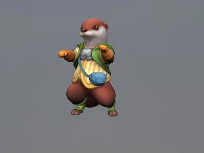 The image focuses on a cartoon otter character without food-related elements, so it's not possible to generate a food-themed title based on the provided picture information. 3d model