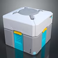 Modern White Gray Storage Box With Blue Doors Yellow Accents And Gray Top