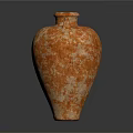 Antique Terracotta Vase With Weathered Orange Texture And Two Handles 3d model