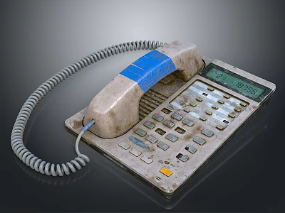 Vintage Landline Telephone With Coiled Cord Numeric Keypad And Display Screen 3d model