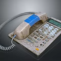 Vintage Landline Telephone With Coiled Cord Numeric Keypad And Display Screen