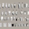 White Urinal Collection With Various Bathroom Toilet Fixtures And Accessories