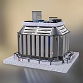 Industrial Facility Model With Multi Level Gray Structure Top Equipment And Bottom Railings