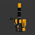 Yellow Industrial Mechanical Device With Black Structural Pillar And Arm Components