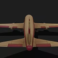 Vintage Passenger Plane with Cream Colored Fuselage Red Accents and Propeller Engine