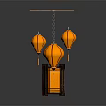 Chinese Style Decorative Hanging Lantern Furniture With Yellow Square And Round Shapes