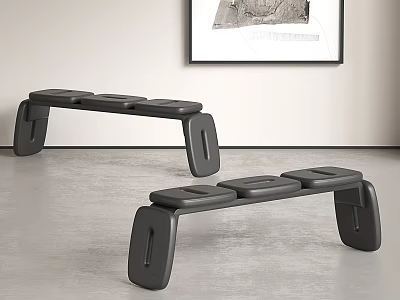 Modern Black Geometric Design Stools With Sleek Seats In Minimalist Interior 3d model