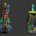 Colorful Decorative Bottles And Artistic Containers Featuring Diverse Patterns And Shapes 3d model