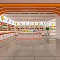 Modern Supermarket Grocery Store Interior With Product Shelves Snacks Drinks And Checkout Counter