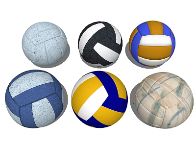 Sports Equipment Various Colorful Volleyballs With Diverse Designs And Textures 3d model