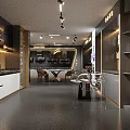 Modern Showroom Interior With Bright Lighting And Display Counters For Products 3d model