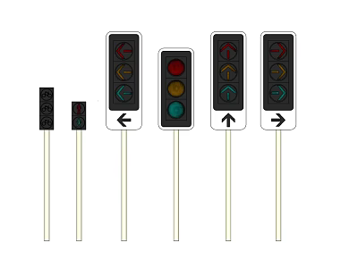 Outdoor Traffic Signal Lights With Multiple Directional Arrow Indicators And Various Sizes 3d model
