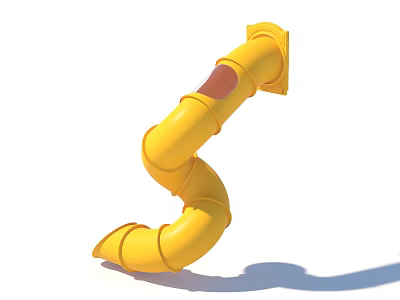 Vibrant Yellow Curved Pipe Shaped Garden Ornament For Outdoor Decoration 3d model