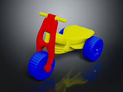 Colorful Children's Ride On Toy with Red Frame Yellow Seat and Blue Wheels 3d model