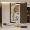 Elegant Modern Entryway Hallway Design With Marble Accent Wall Storage Cabinets And Decorative Accents