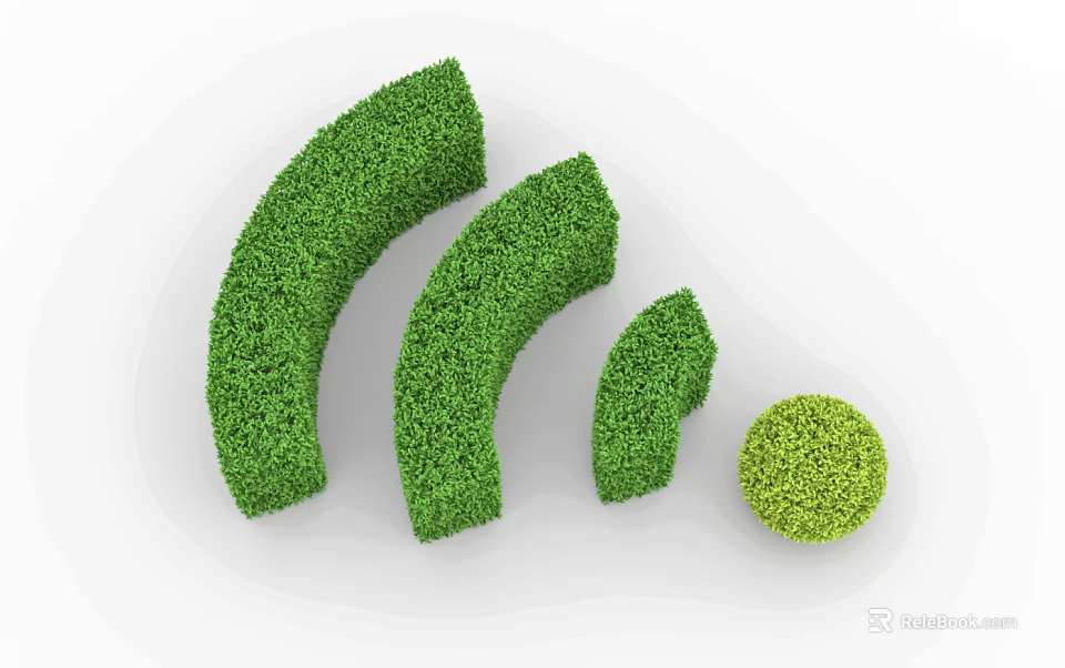 Green Shaped Shrubs with Curved and Round Designs for Garden Landscaping 3d model 
