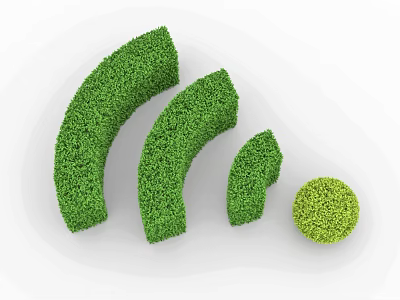 Green Shaped Shrubs with Curved and Round Designs for Garden Landscaping 3d model