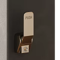 Modern Door Handle with Push Sign and Keyhole in Brushed Metal Finish