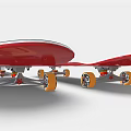 High Quality Skateboard Sports Equipment With Black White Deck And Orange Wheels 3d model