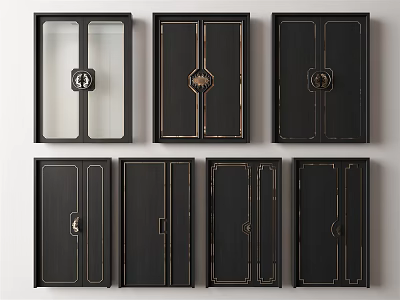 New Chinese style door 3d model