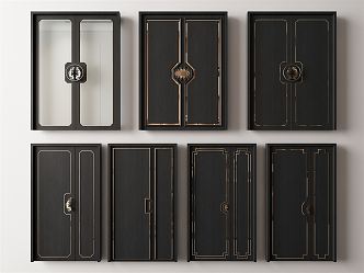 New Chinese style door 3d model